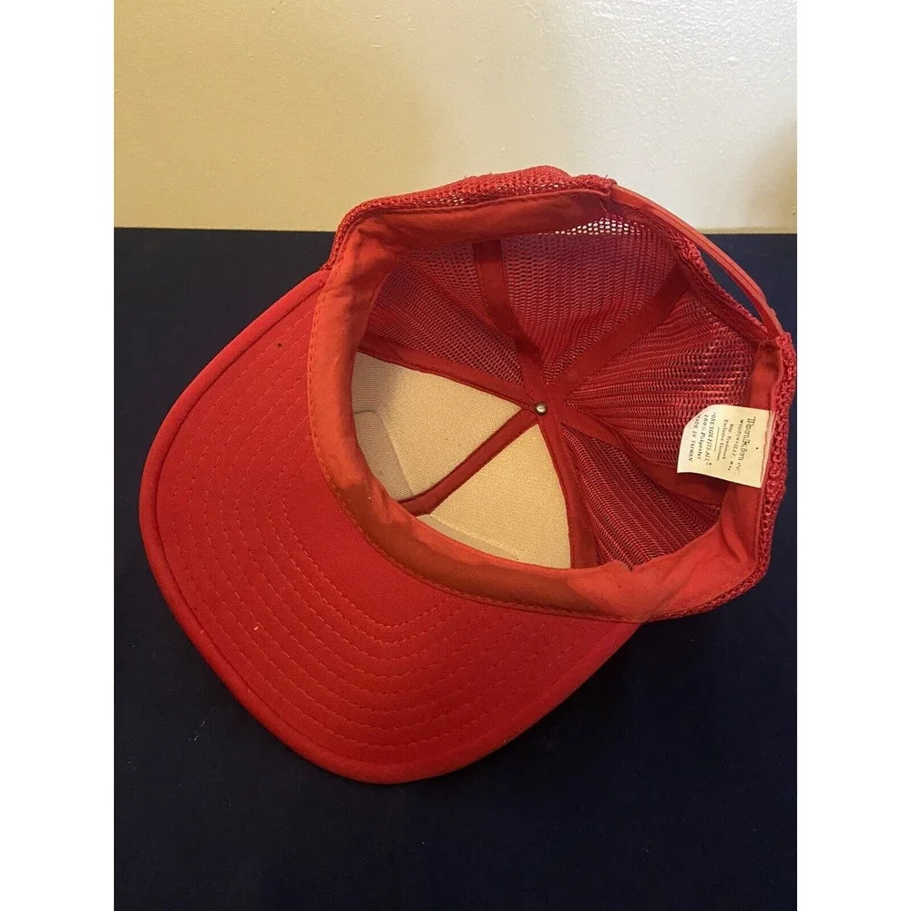Vintage 1980s CF Consolidated Freight Red Mesh Trucker Snapback Hat Cap - Picture 3 of 3